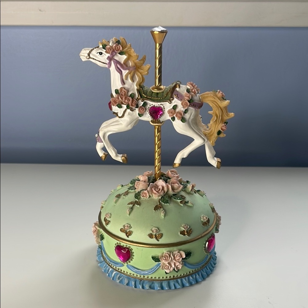 Vintage Alexandra Painted Ponies Collection Rotating Horse Music/Trinket Box